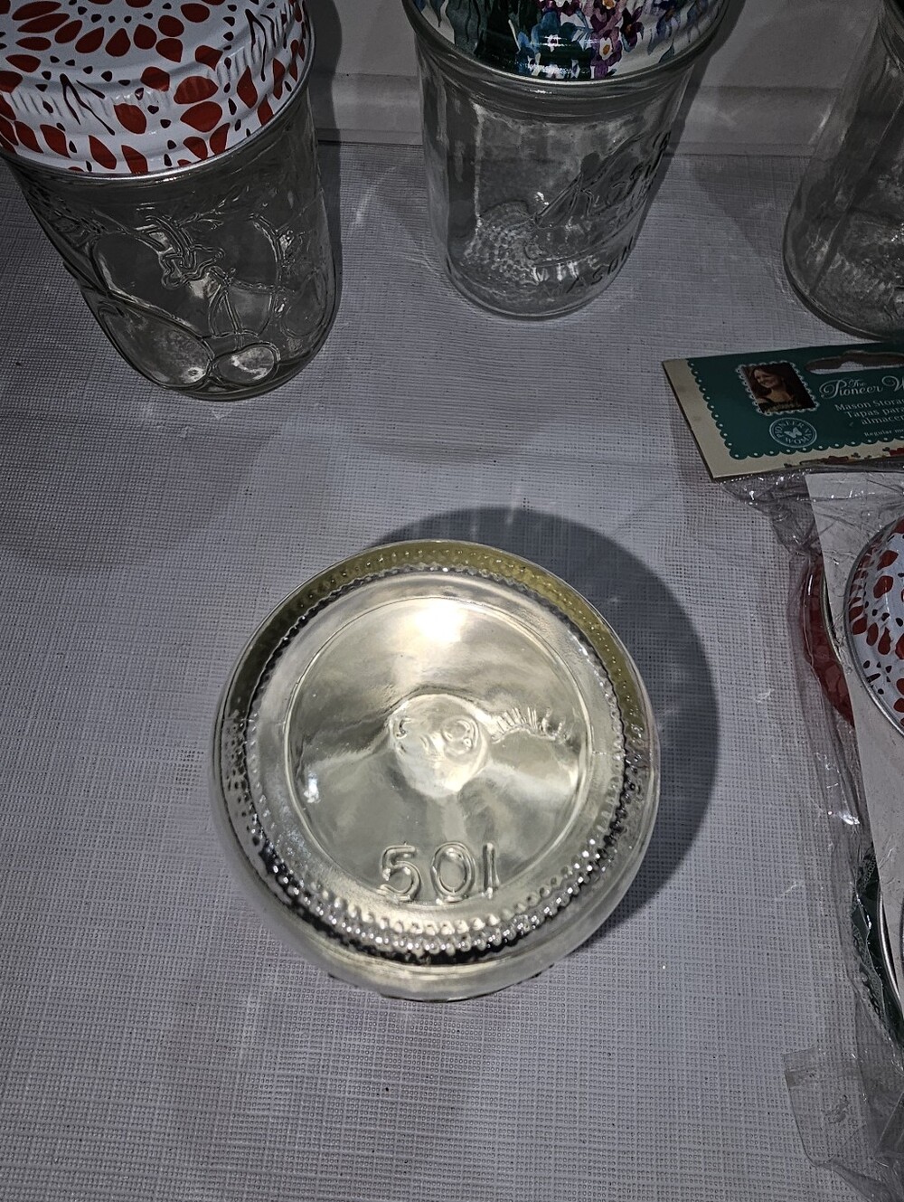Set of Decorative Glass Mason Jars with Floral Lids-Pioneer Woman - Picture 5 of 7